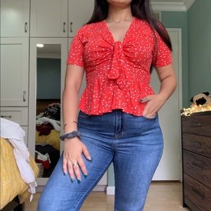 Fun red polka dot top
